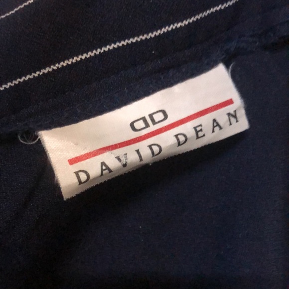 #1655 Navy blue pinstriped full A skirt David Dean sz 12 - Picture 4 of 5